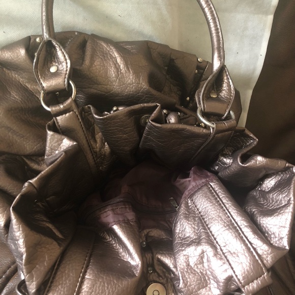 Large tote with two handles on chocolate color - Picture 3 of 4